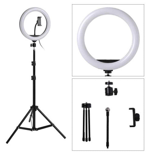12 Inch LED Ring Light with Adjustable Stand & Phone Holder for Live Streaming, Video Recording, Photography