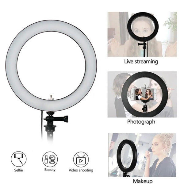 12 Inch LED Ring Light with Adjustable Stand & Phone Holder for Live Streaming, Video Recording, Photography