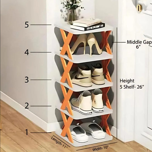 5 & 6 Layer Shoe Rack Storage Organizer Multifunctional Space saving Folding Shoe Stacker Shelf