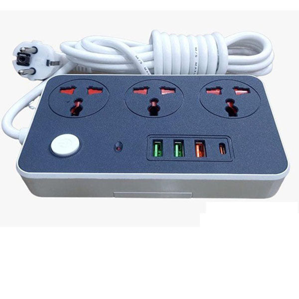 Maxline ML-804 Multiplug 3 Ways Power Socket And 4USB Port PD